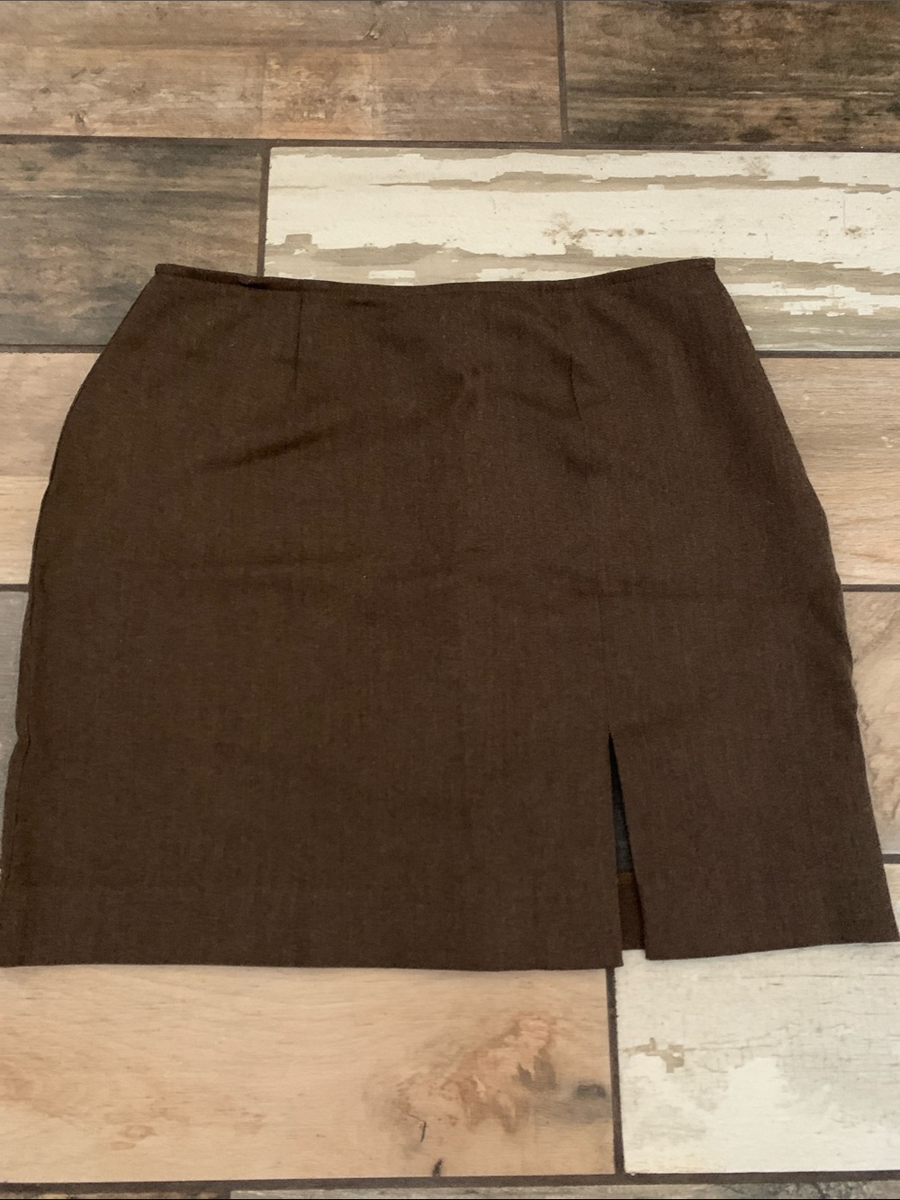 Express Brown Pencil Skirt with Front Slit